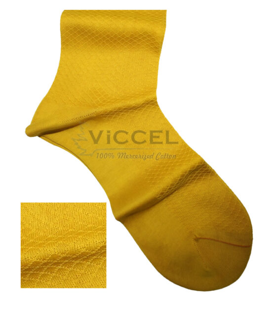 Viccel Socks - Canarya Yellow Textured Fish Cotton Socks