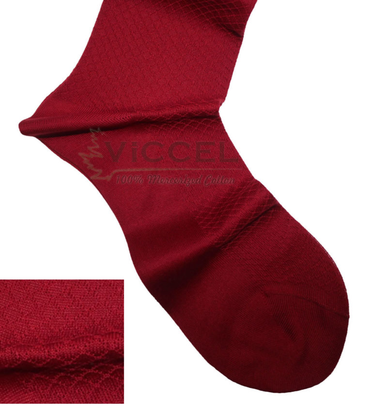 Viccel Socks - Claret Red Textured Fish Skin Cotton Socks