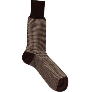 Viccel Socks Brown Beige Houndstooth Mid Calf Socks
