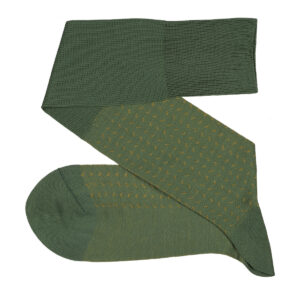 Bird Trace Green Mustard Over The Calf Luxury Socks where to buy direct sale from the socks producer at reasonable prices happy people, happy socks, chaussette fil d'ecosse Homme