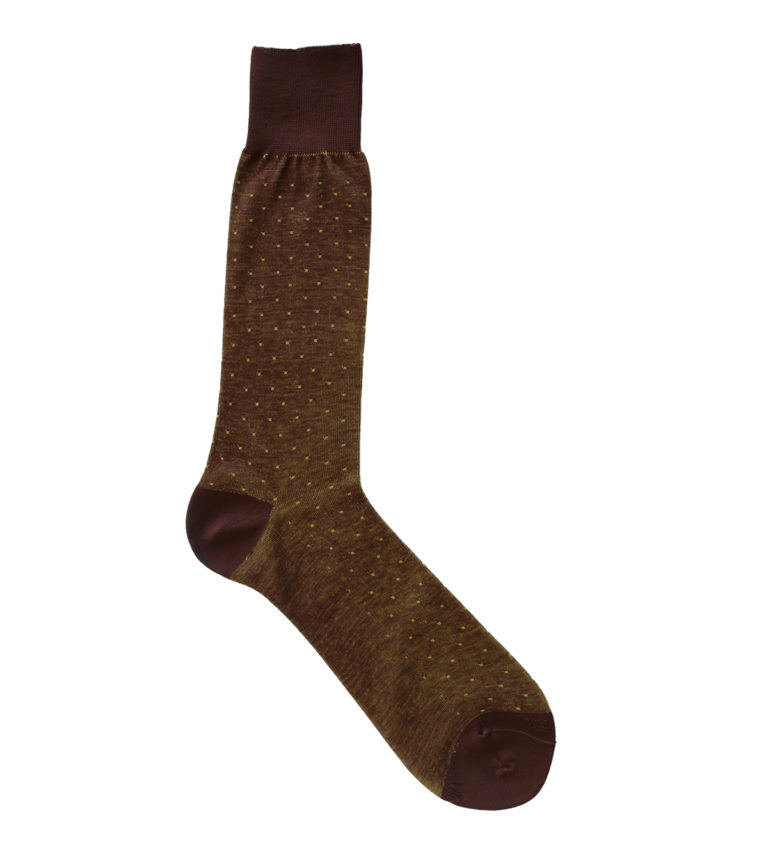 Viccel Socks - Brown Yellow Pindot Mid Calf Socks