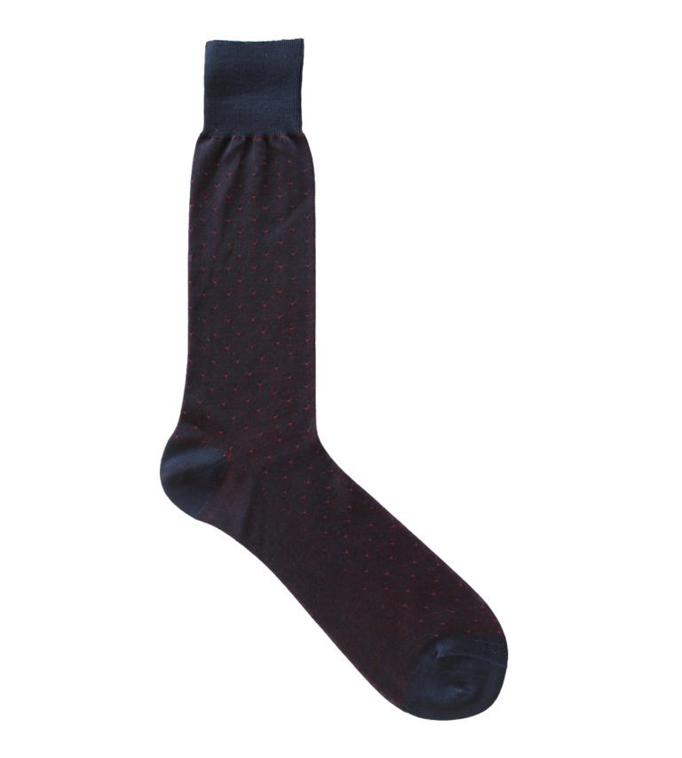 Viccel Socks Navy Blue Red Pindot Mid Calf Socks