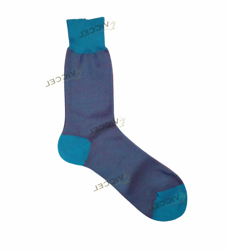 Viccel Socks - Blue Red Vertical Striped Mid Calf