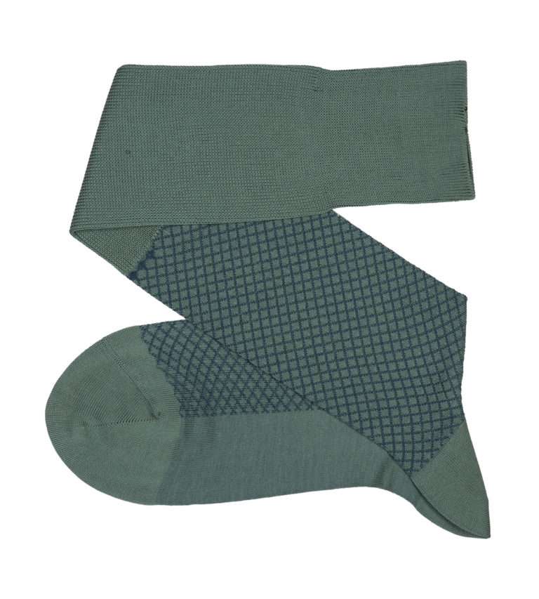 Fish Net Green Petrolium Blue Over The Calf Luxury Cotton Dress Socks Buy where to buy direct sale from the socks producer at reasonable prices happy people, happy socks, chaussette fil d'ecosse Homme