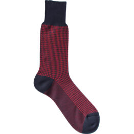 Viccel Socks Navy Blue Red Houndstooth Mid Calf Socks