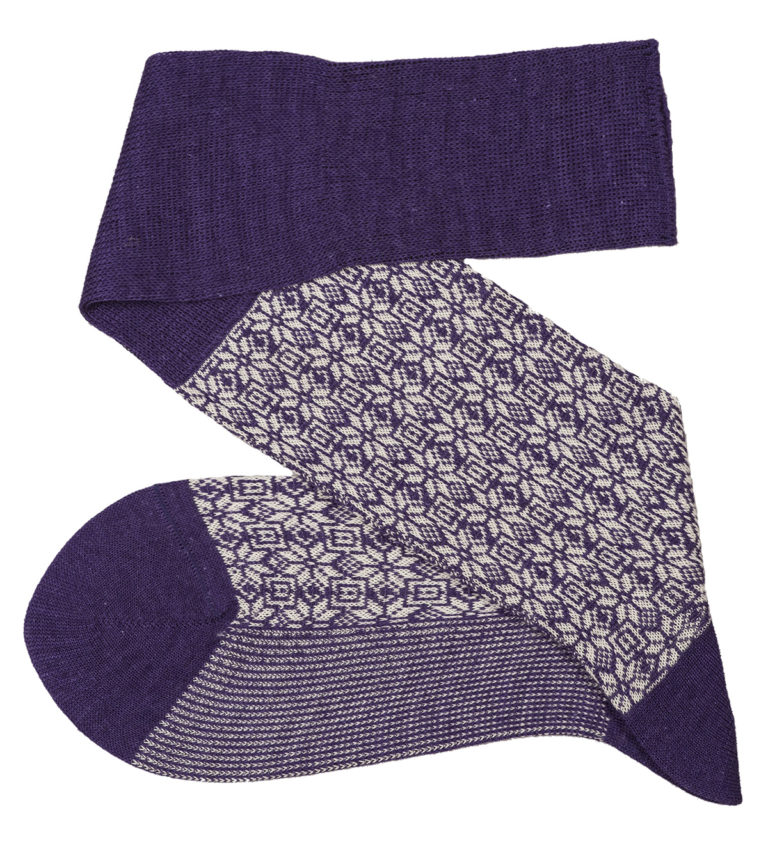 Purple White Snow Flake Over The Calf Wool Silk Socks Buy wool socks