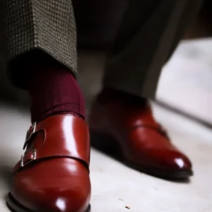 burgundy socks with formal suit and dress shoes