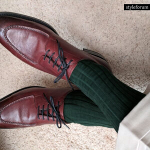 dark green dress socks side view cotton fabric