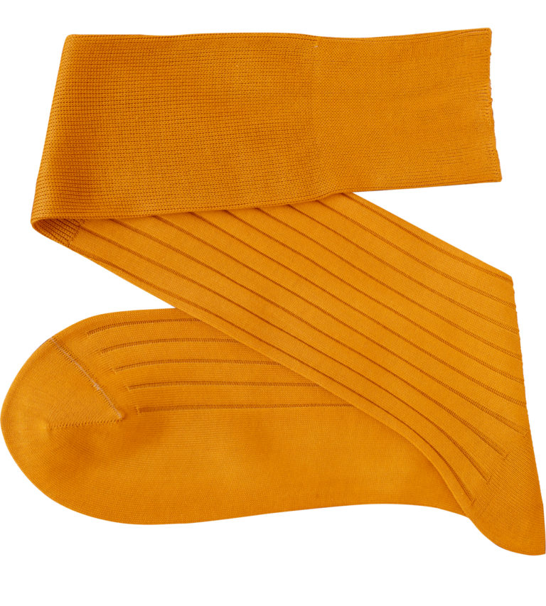 Viccel golden mustard Blue Over the calf socks Over the knee cotton luxury socks