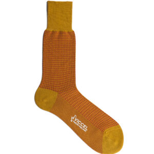 Viccel Socks - Mustard Taba Houndstooth Mid Calf Socks