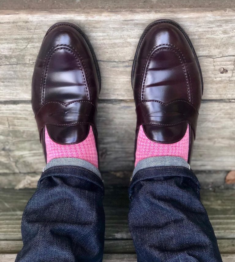 viccel pink light pink houndstooth midcalf luxury socks