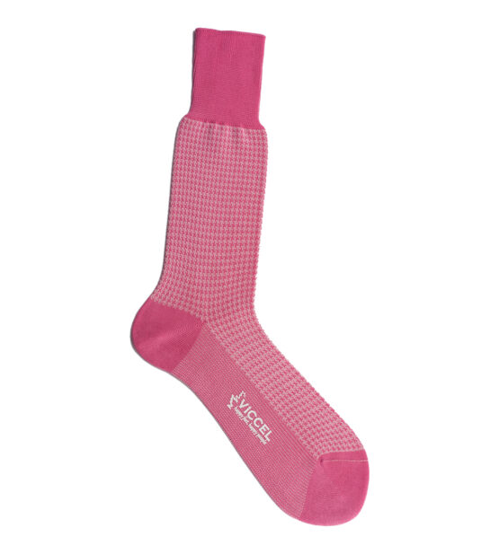 Viccel Socks - Pink Light Pink Houndstooth Mid Calf Socks