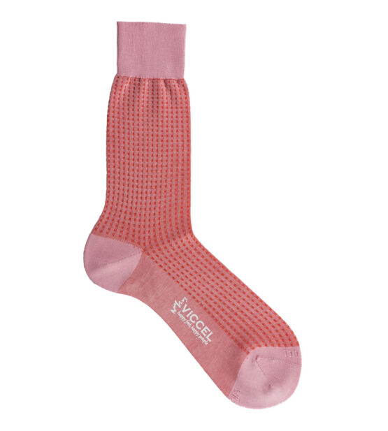 Viccel Socks - Vanisee Pink Orange Square Dot Mid Calf Socks