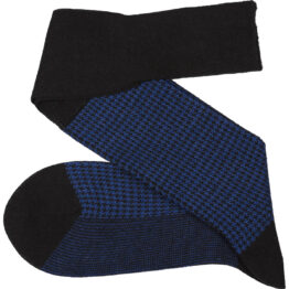 Viccel Socks - Black Sax Houndstooth Wool Silk Socks