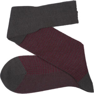 Viccel Socks - Gray Burgundy Houndstooth Wool Silk Socks
