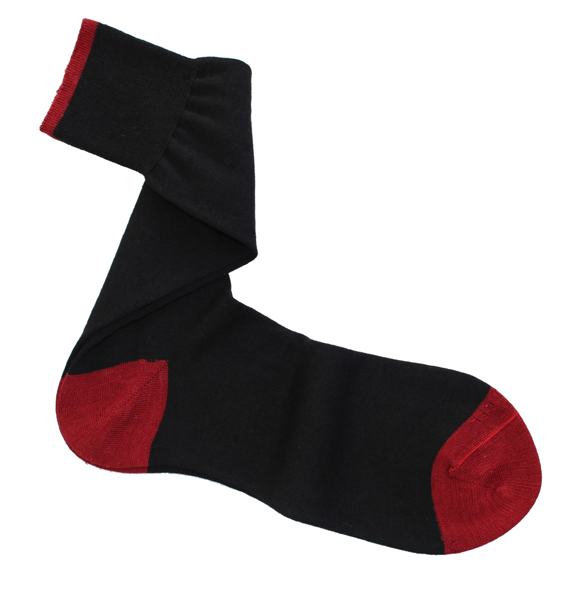 Black Red Mid Calf Wool Silk Socks