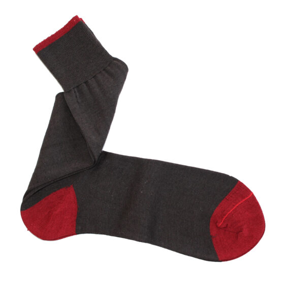 Viccel Socks - Wool Silk Brown red Socks Mid Calf