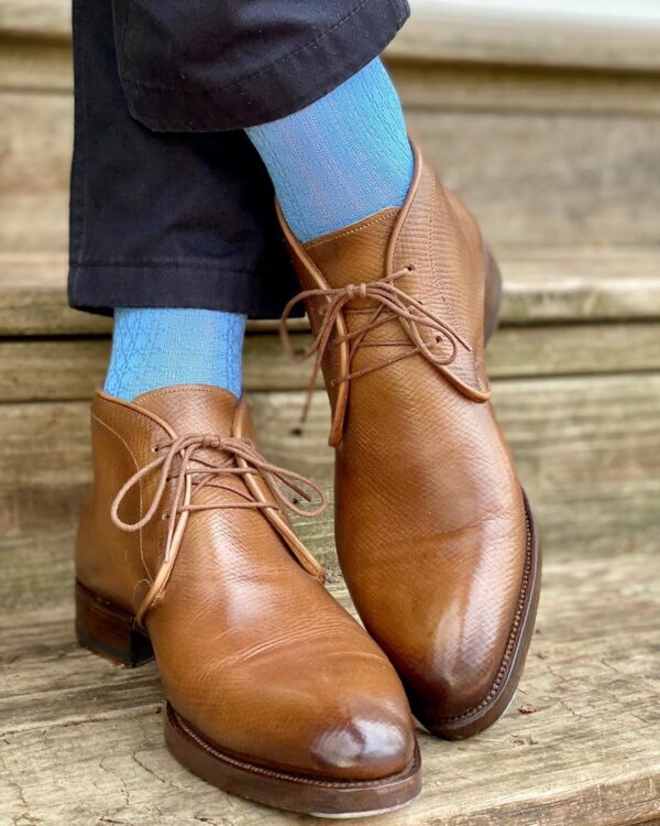 viccel sky blue textured cotton socks