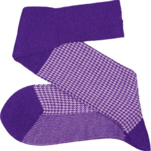 Purple white houndstooth wool winter socks