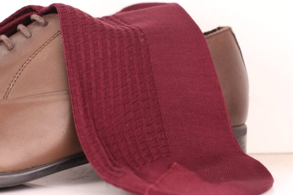 Cotton Textured Claret Red Brick Socks - Image 4