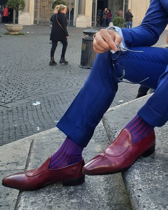 viccel royal blue red shadow over the calf socks gift socks luxury socks