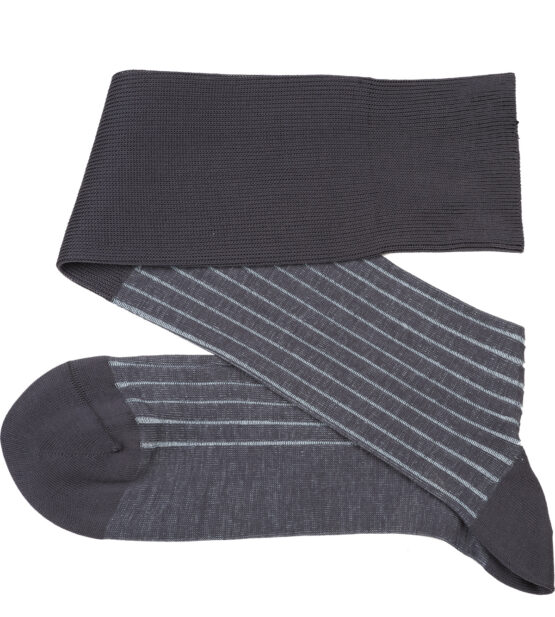 Gray Sky Blue Shadow Stripe Over The Calf Luxury Cotton Socks Buy socks