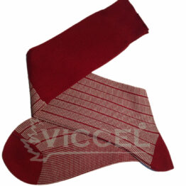 Red White Striped Over the Calf luxury Cotton socks