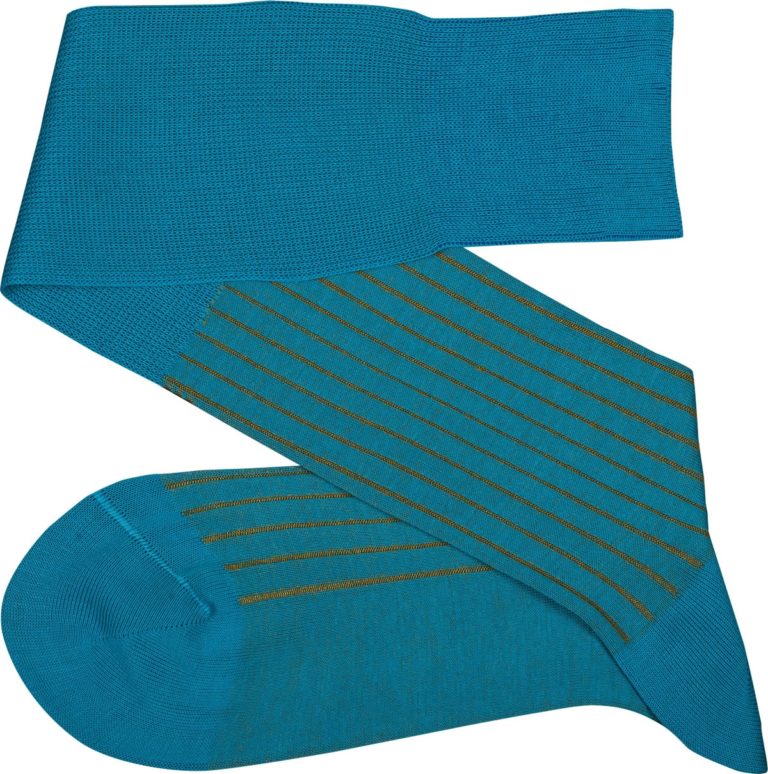 Viccel Socks - Turquoise Mustard Shadow Striped Cotton Socks where to buy direct sale from the socks producer at reasonable prices happy people, happy socks, chaussette fil d'ecosse Homme