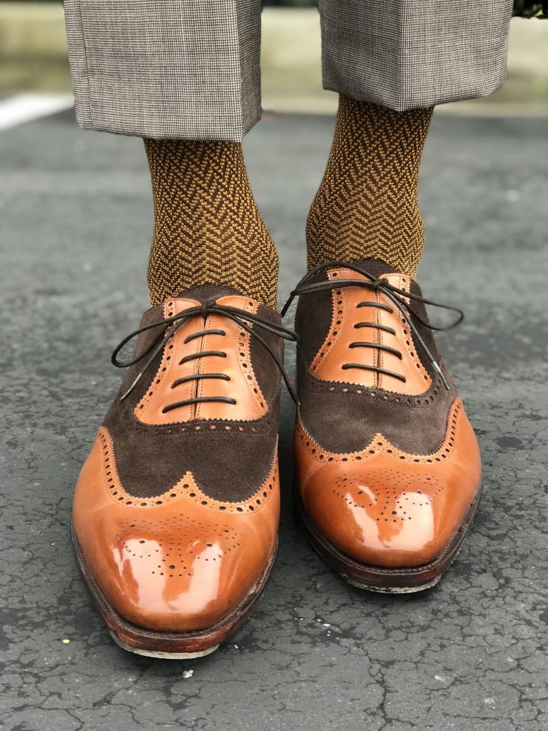 Brown mustard herringbone chevron cotton socks egyptian cotton luxury socks over the calf socks over the knee sockd
