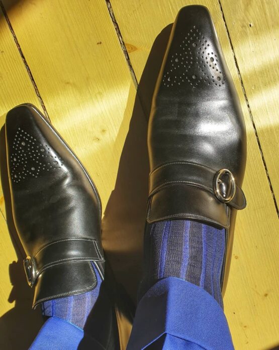 viccel socks navy blue royal blue shadow over the calf socks
