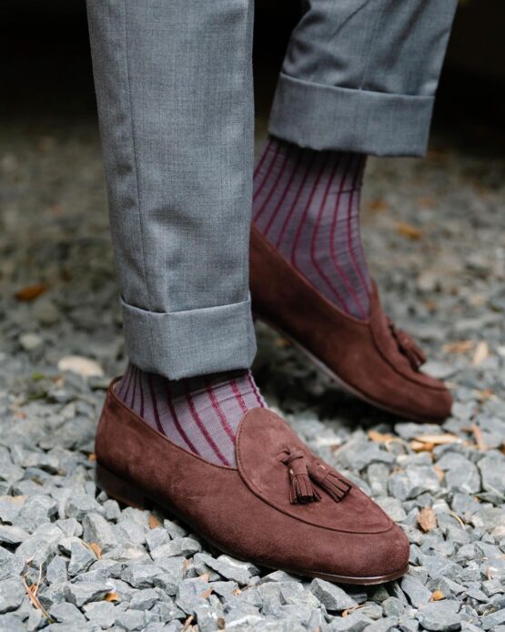 viccel Gray Burgundy Shadow cotton socks