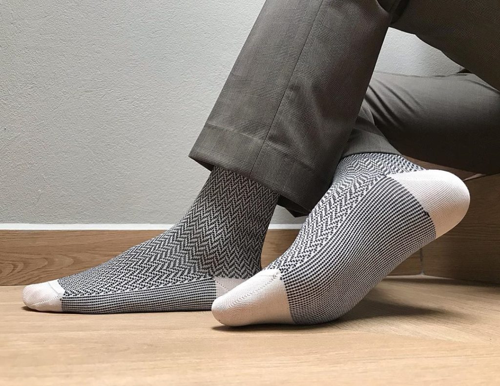 Viccel Raw Black Herringbone Over The Calf Socks