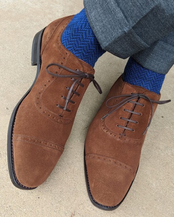 viccel socks navy blue royal blue herringbone over the calf luxury socks