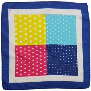 100 silk four panel pocket square polka dots