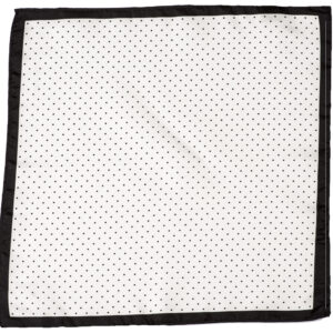 100 silk pocket square polka dots white black