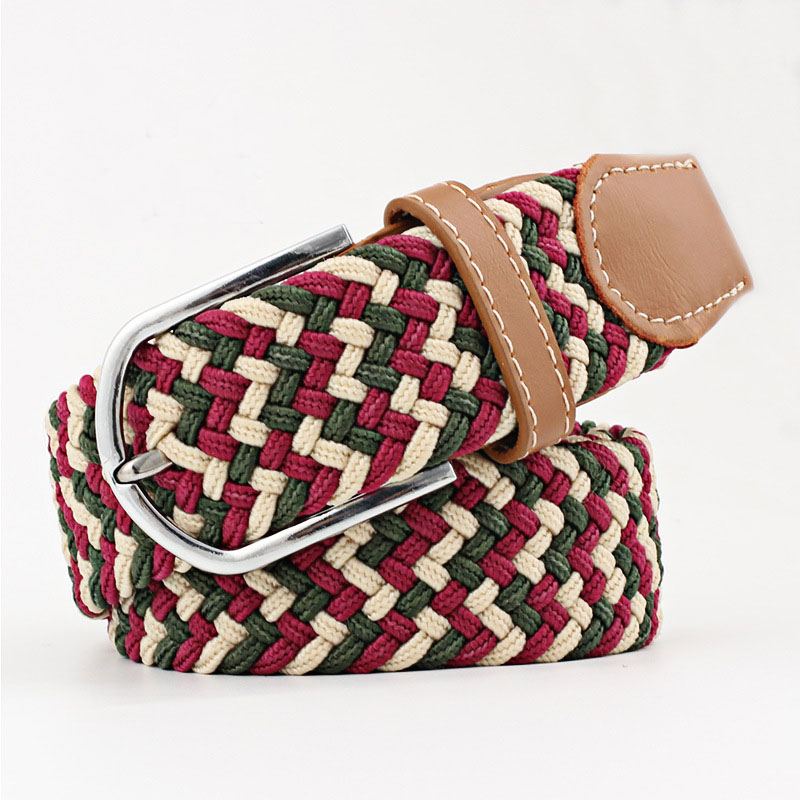 Elastic Braided Cream – Green – Red Belts