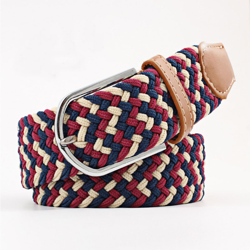 Elastic Braided Cream – Navy Blue – Red Belts