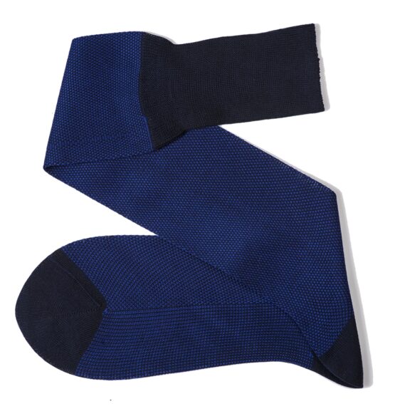 navy blue royal blue birdseye over the calf cotton luxury socks Viccel socks