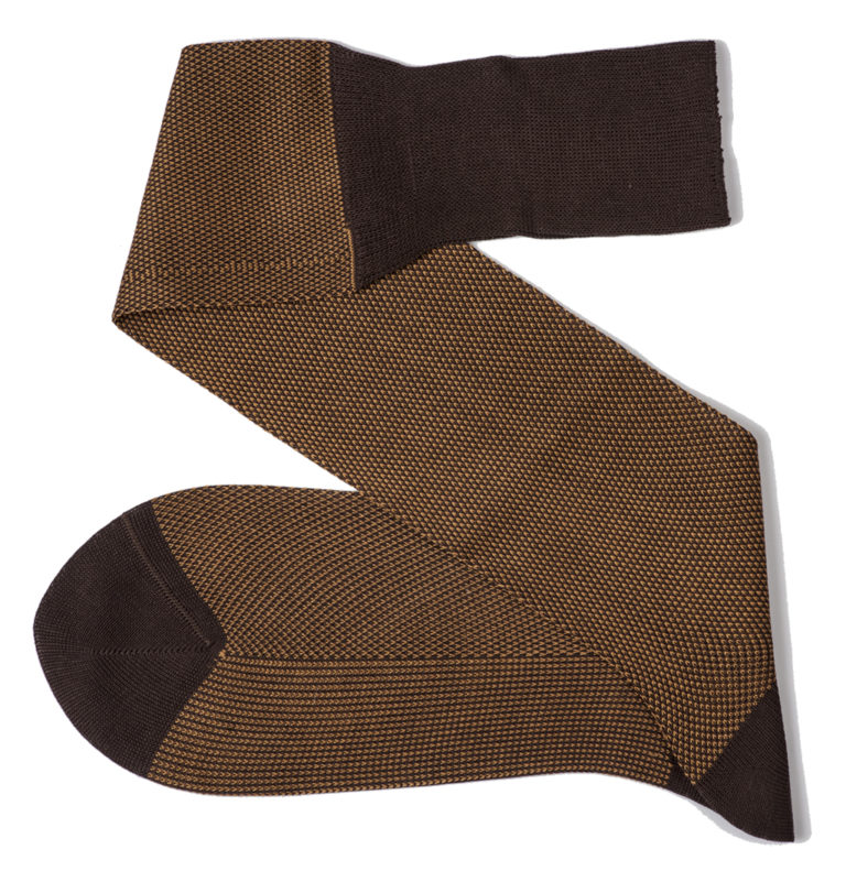 brown mustard birdeye over the calf cotton luxury socks Viccel socks