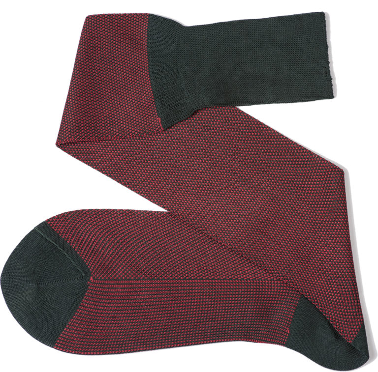 Dark green birdseye over the calf cotton luxury socks Viccel socks