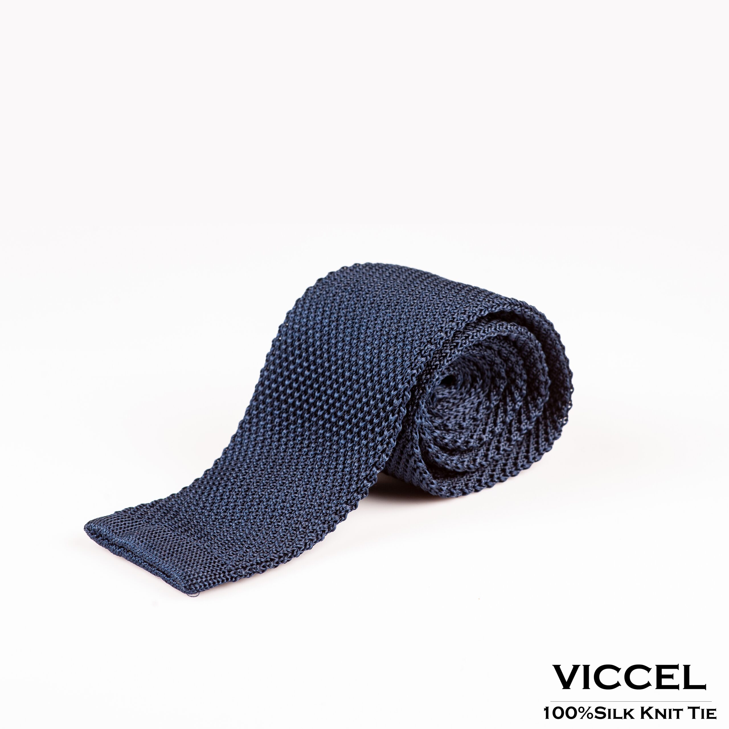 Navy Blue Knitted Silk Tie
