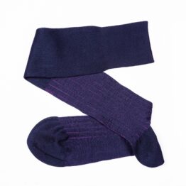 Viccel Navy blue purple egyptian cotton over the calf luxury socks