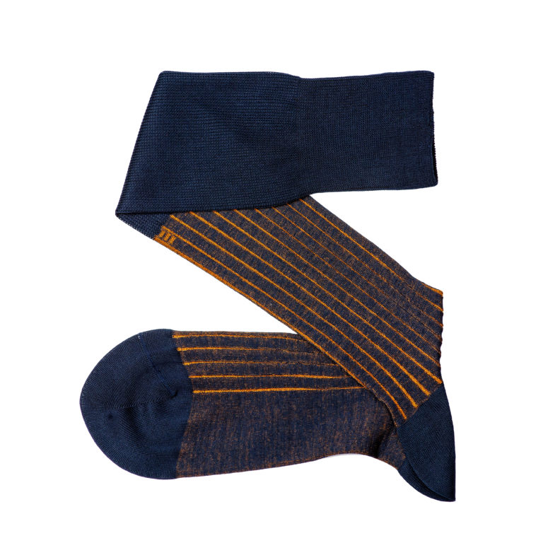 Navy Blue Mustard Viccel Shadow Socks Luxury Socks Cotton Socks