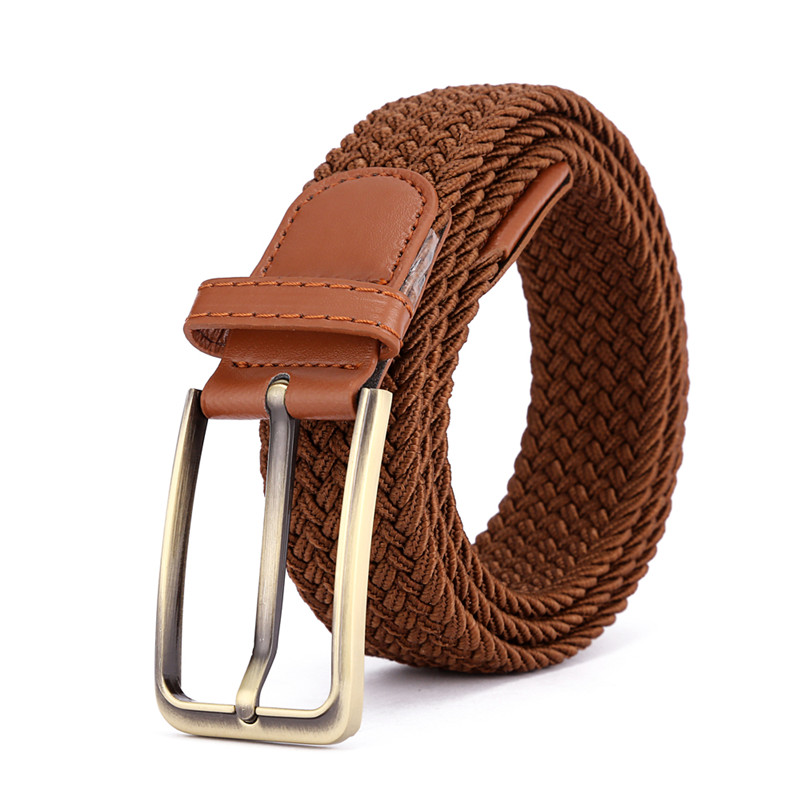 Elastic Braided Brown Copper Colored Buckles
