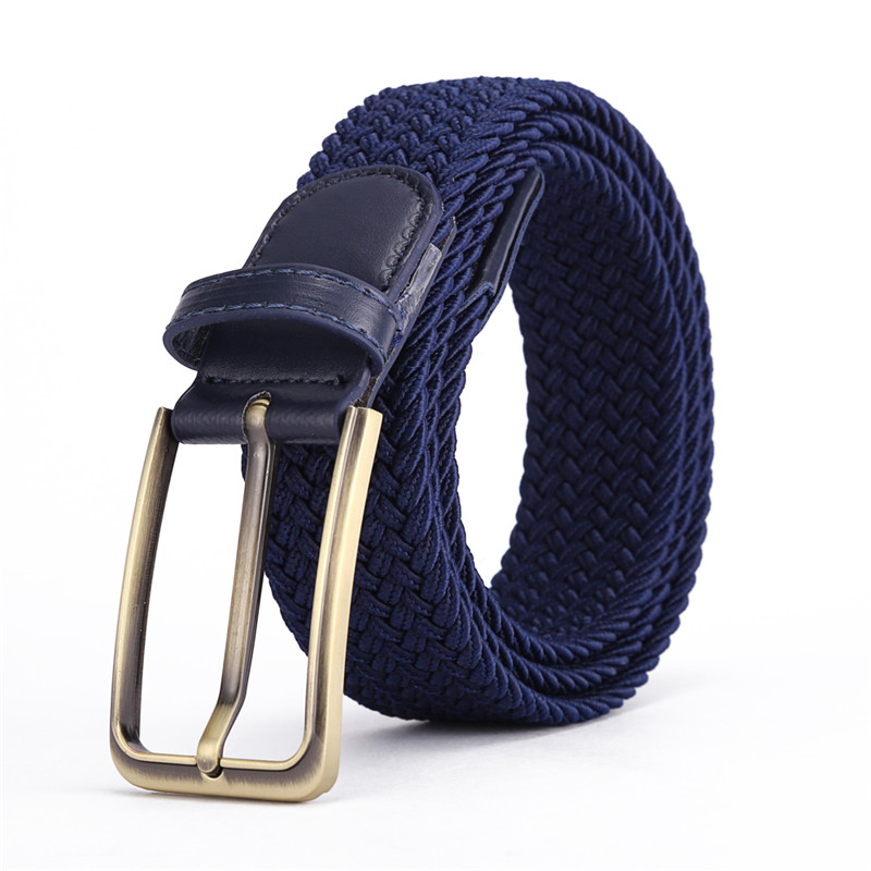 Elastic Braided Navy Blue Copper Colored Buckles