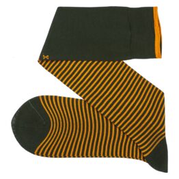 Viccel Striped over the calf green mustard socks