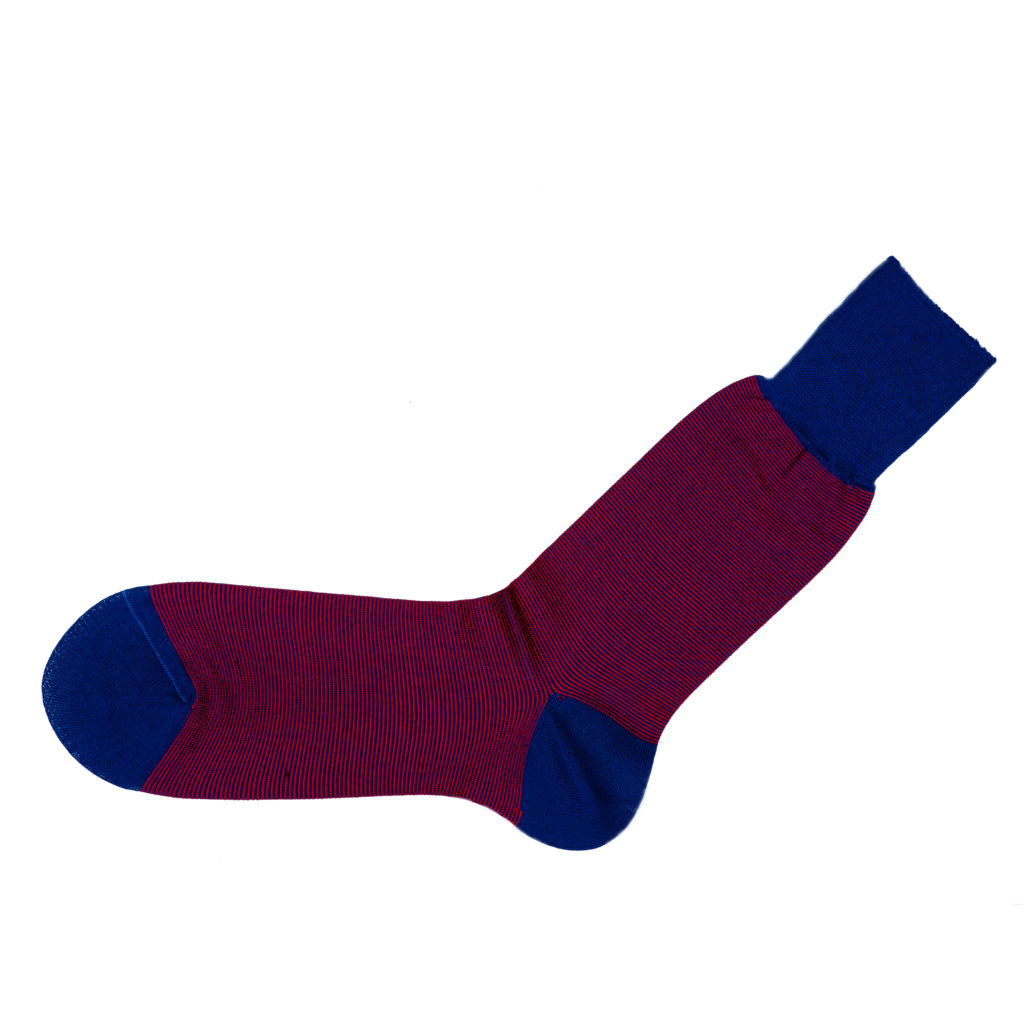 Viccel Royal Blue Red Striped Mid Calf Socks