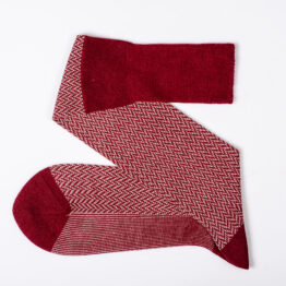 Viccel Socks Red White Herrringbone Wool Socks
