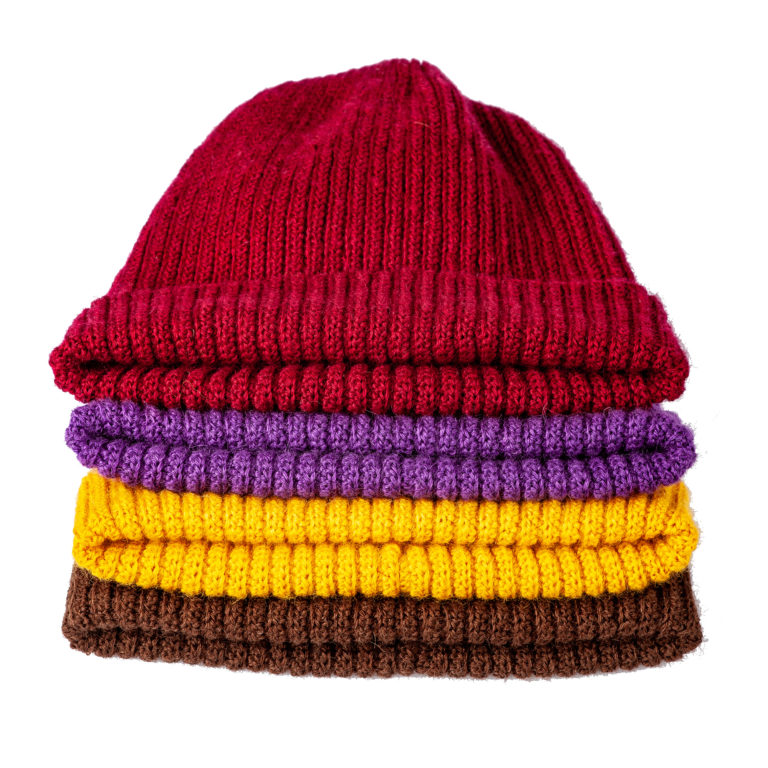 Viccel Brown mustard purple mustard Merino wool hat