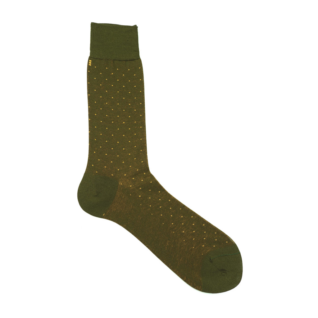 Viccel Green Mustard Pindot Mid Calf Socks
